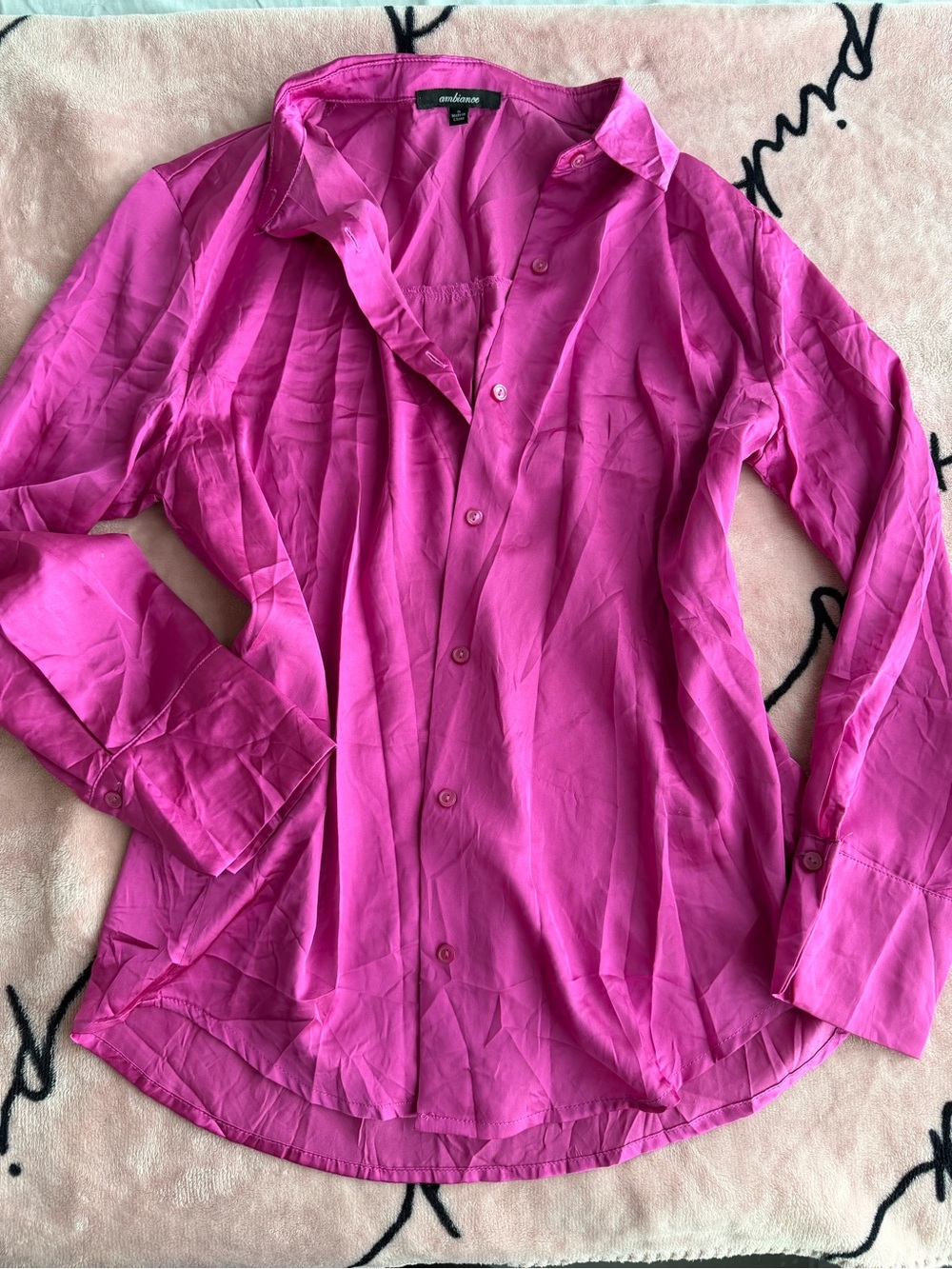 Pink button down top
